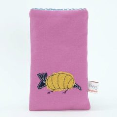 Busy Bee Mini Embroidered Cushion Phone Case in Armadillo Design from Poppy Treffry