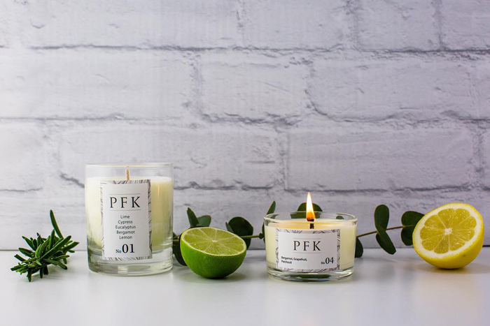 PFK Wellbeing candles 01 and 04. Sharing independent shops online at Love Our Shops UK
