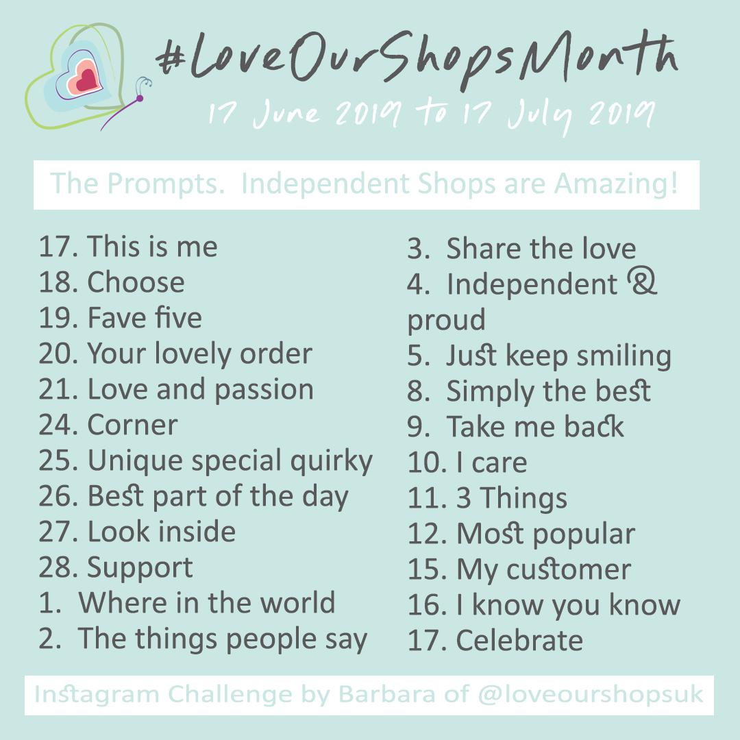 Instagram Challenge #loveourshopsmonth. Sharing independent shops online at Love Our Shops UK Shopping directory.