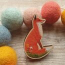 Fox Wooden Pin Brooch