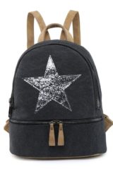 Denim Embroidered Jacket Canvas Star Back Pack