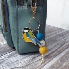 Collie Dog Wooden Brooch Pin Great Tit Bag Charm Keyring