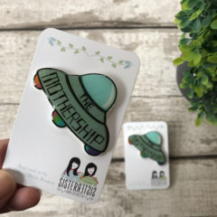 Umbrella Girl Pin Badge – Hand Made Gift The Mothership Pin Badge – Hand Made Gift