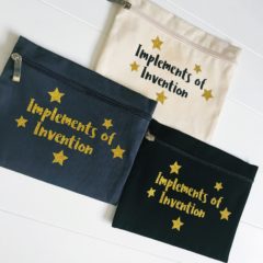 Pack of 3 ‘Powered by Unicorn Magic’ White & Gold Foiled Pencils Implements of Invention Pencil Case