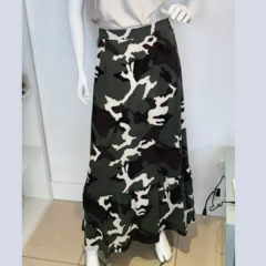 Navy & White Stripe Jersey Top Cargo Print Skirt