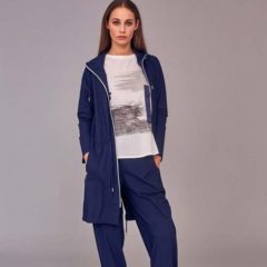 Patchwork Effect Summer Scarf Travel Jacket – French Navy