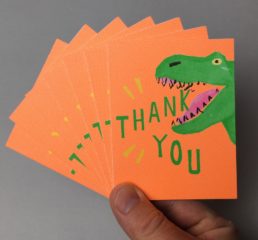 Multi-coloured Birthday Headband Dinosaur Thank You Notecards