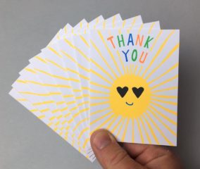 Rainbow Party Streamers Sun Thank You Notecards