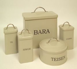 Siop Cwlwm Welsh Enamelware Kitchen Canisters