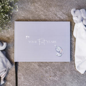 Designs By Fleur Baby Memory Book Grey elephant