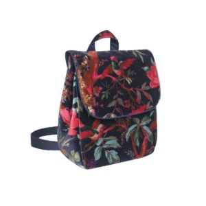 Seasons Green earth-squared-navy-botanical-velvet-backpack