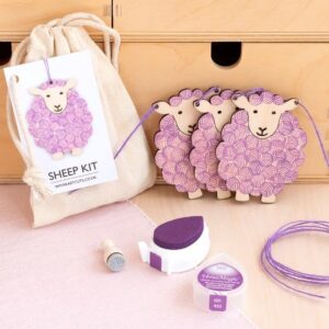 Seasons Green Wooden Sheep Bunting Craft Kit