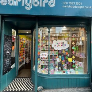 Earlybird Designs greeting card shop Stoke Newington. Independent shops near me.